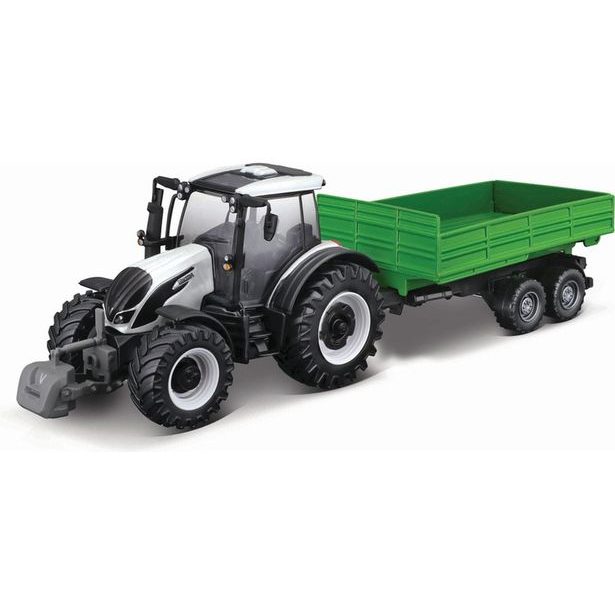 Bburago Farm 10cm Tractor with Trailer - Valtra N174 - Tipping Trailer