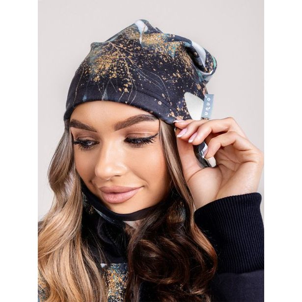 Unuo, Dámská čepice fleecová spadená, Listy a větvičky