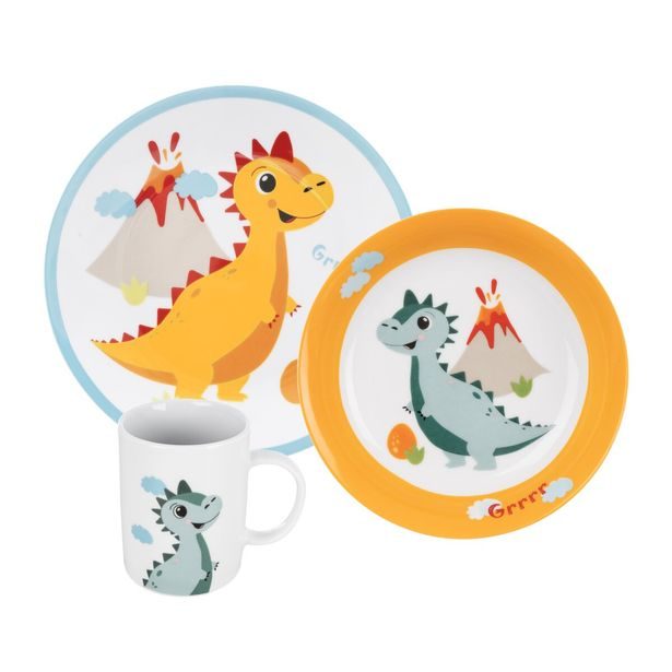 O Sada jídelní porc. dětská DINO kulatá 3 ks