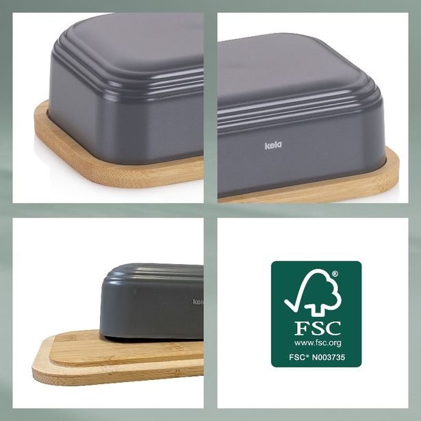 KELA Dóza na máslo Namur antracit 15,5x11,5x6cm KL-12083