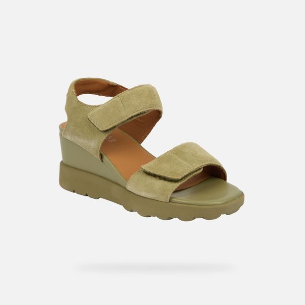 Khaki dámská obuv na klínku Geox Spherica EC6