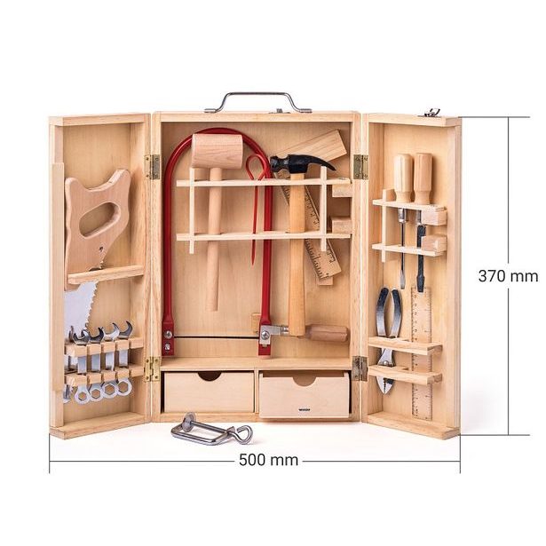 Kovové nářadí v dřevěném boxu - velké