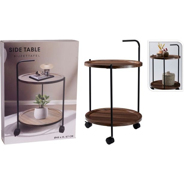 H & S COLLECTION Stolek odkládací a servírovací na kolečkách 67 cm hnědá KO-DD1001520