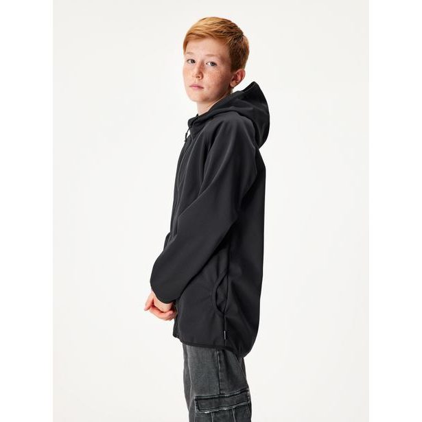 Unuo, Dětská softshellová bunda s fleecem pružná Basic, Černá