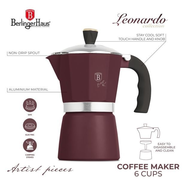 BERLINGERHAUS Konvice na espresso 6 šálků Leonardo Collection BH-8566