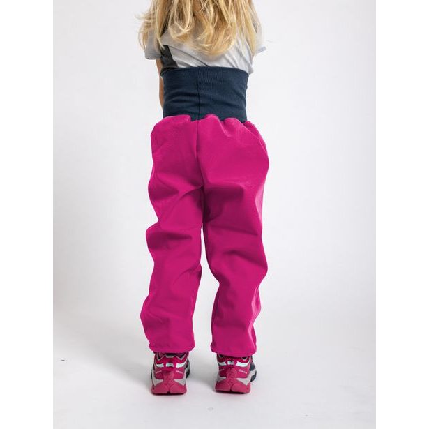 unuo Batolecí softshellové kalhoty s fleecem Fuchsiové + reflexní obrázek Evžen (Softshell toodler trousers)
