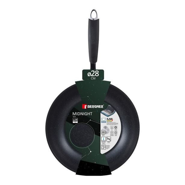 BERGNER Wok pánev s nepřilnavým povrchem MIDNIGHT 28 cm zelená BG-30129-GR