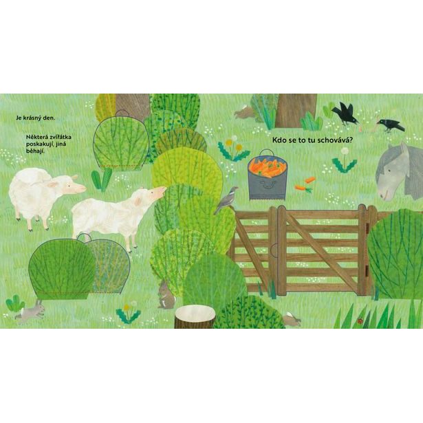 Kdo se to tu schovává? NA DVOŘE – Knížka s odklápěcími okénky Baagl