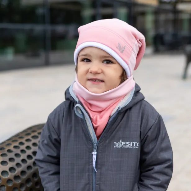 ESITO Zimní čepice spadená Duha světlá - růžová