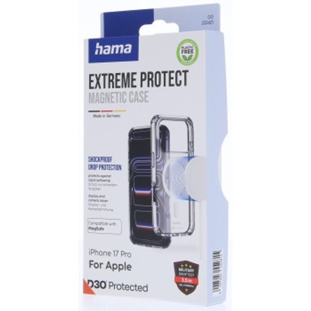 Hama Extreme Protect, kryt pro Apple iPhone 17 Pro, magnetický, D3O®, nežloutne, průhledný