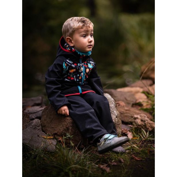 Unuo, Batolecí softshellové kalhoty bez zateplení, Černá