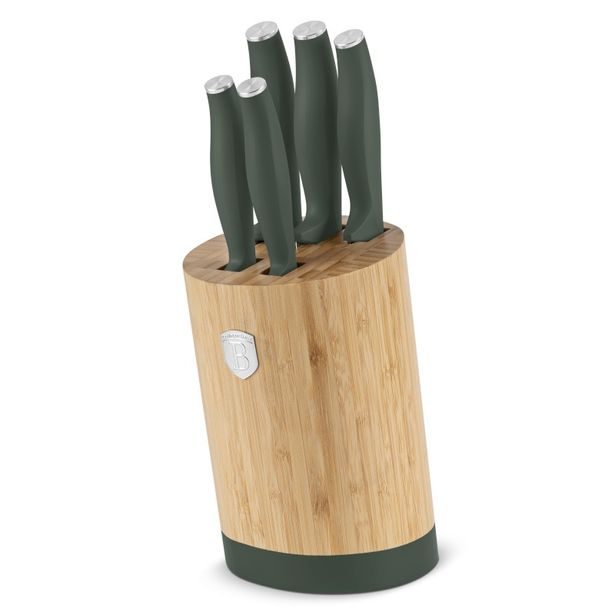BERLINGERHAUS Sada nožů se stojanem BAMBOO 6 ks Matte Green Collection BH-2757
