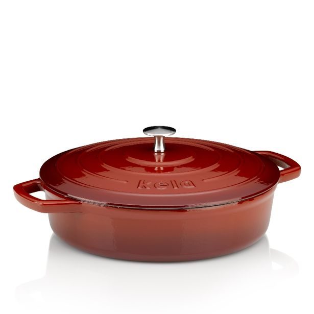 KELA Pekáč litinový s poklicí CALIDO 28 cm červená KL-11938