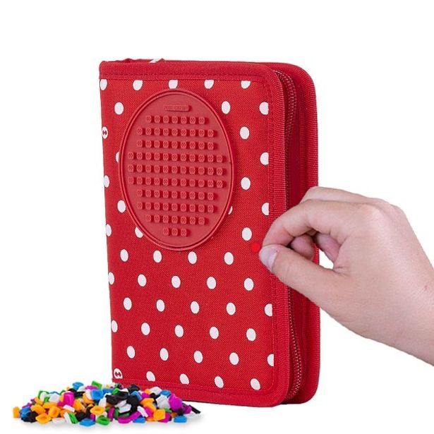 PIXIE CREW PIXIE CREW školní penál červená látka s bílými tečkami