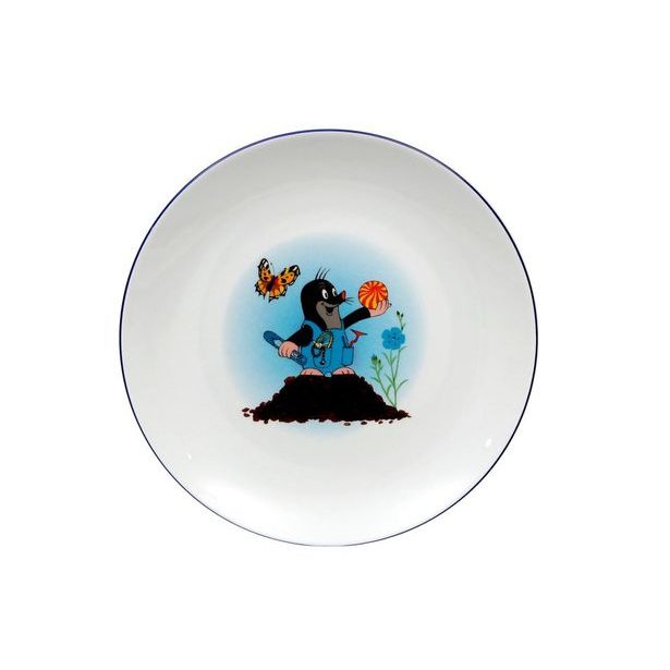 talíř d21cm mělký, KRTEK a hromádka,dětský,český porc.