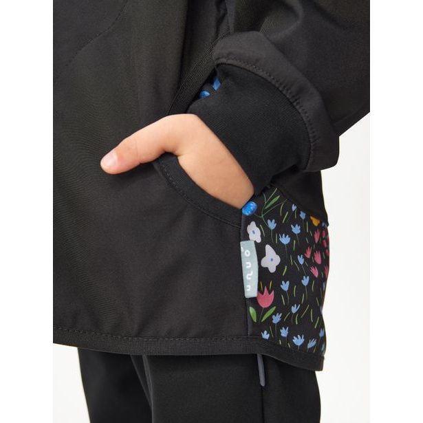 Unuo, Dětská softshellová bunda bez zateplení Basic, Černá, Zahrada