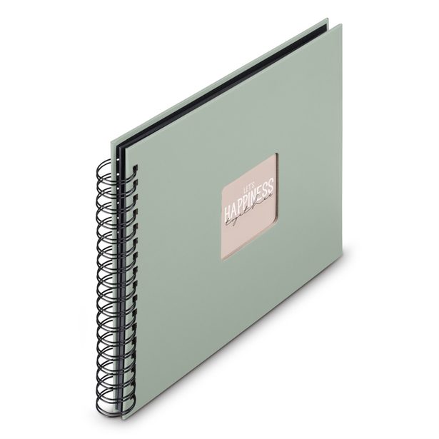 Hama album klasický špirálový FINE ART 28x24 cm, 50 strán, sage, čierne listy