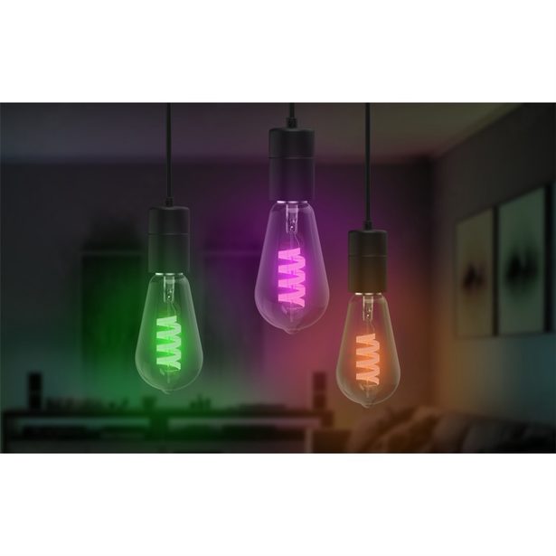 Hama SMART WiFi LED žárovka, Matter, E27, retro, ST64 Filament, RGBW, stmívatelná, aplikace