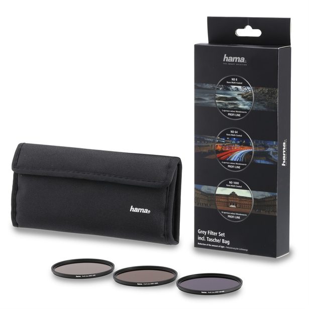 Hama set šedých filtrů ND8, ND64, ND1000, průměr 67 mm, pouzdro na filtre