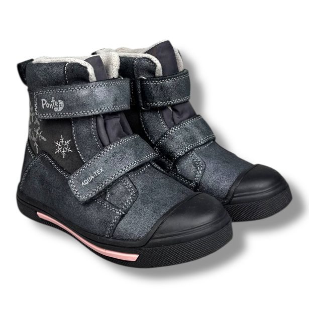 Dětská kožená zimní obuv s membránou, Ponte 20 - Černé