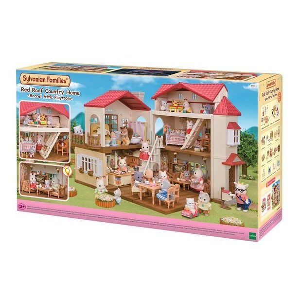 Sylvanian family Patrový dům s červenou střechou a se světly, nový