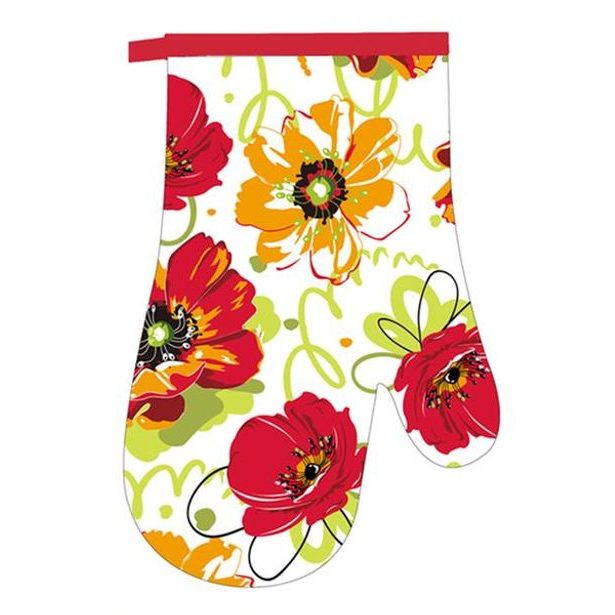 TORO CHŇAPKA KUCHAŘSKÁ BEZ MAGNETU 18X27 ČERVENÉ KVĚTY_hamashop