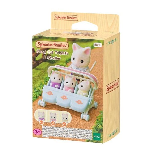 Sylvanian family Kočičí trojčata Floral s kočárkem