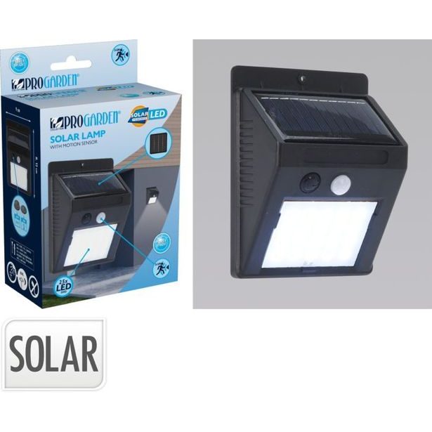 svítilna solární NA ZEĎ, pohyb.senzor, plast/kov