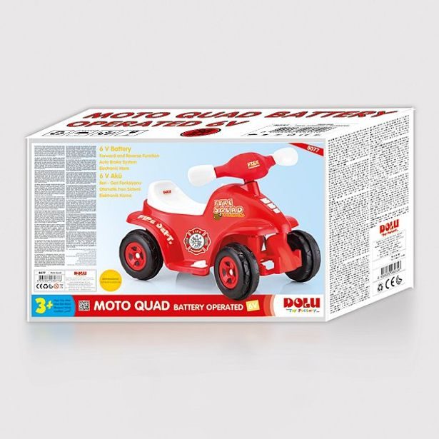 Elektrická čtyřkolka Hasič s klaksonem,6V, červená