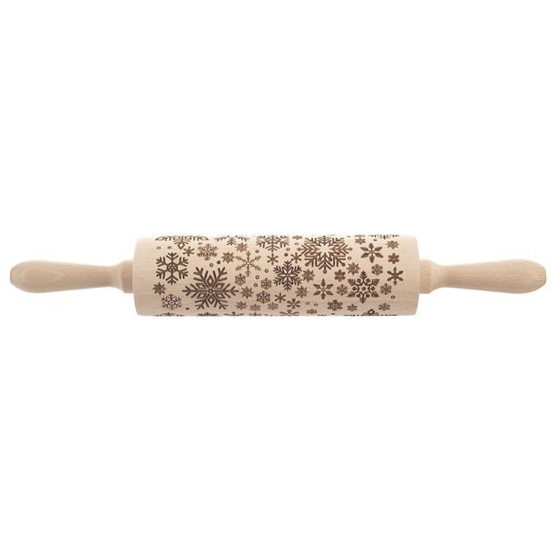 Váleček dřevo Dekor 20/38 cm VLOČKA puntík