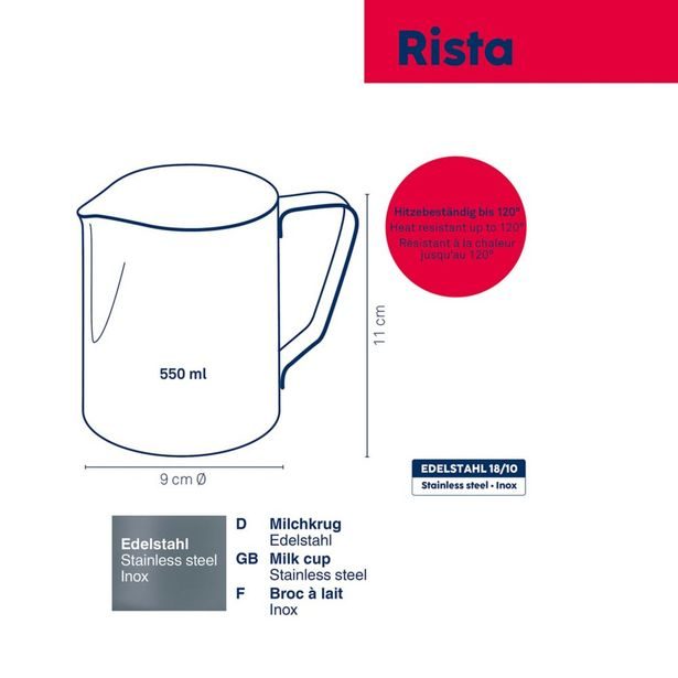 KELA Konvička na mléko Rista nerez 18/10 0,55l KL-10829