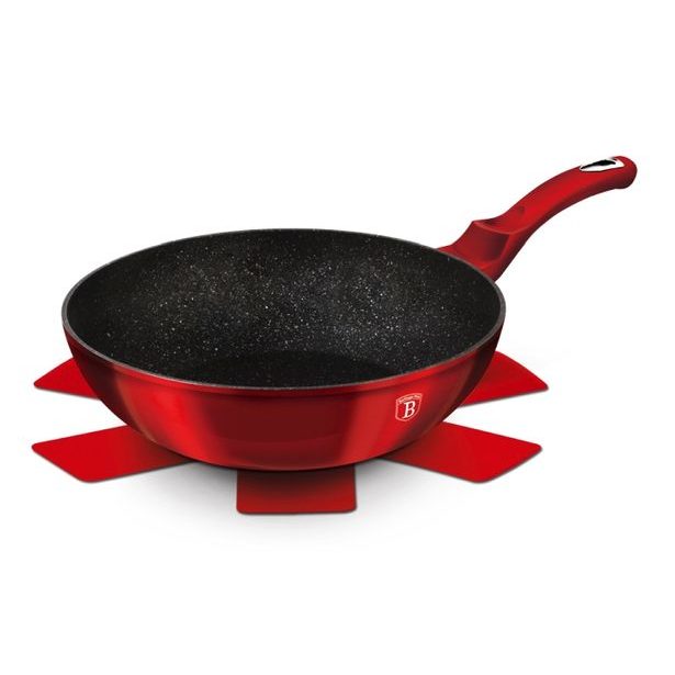 BERLINGERHAUS Wok s mramorovým povrchem 28 cm Burgundy Metallic Line BH-1267