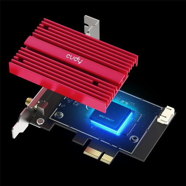 Cudy AX5400 Wi-Fi 6E PCI-Express síťová karta, Tri-Band, ext. anténa se stojánkem (WE4000)