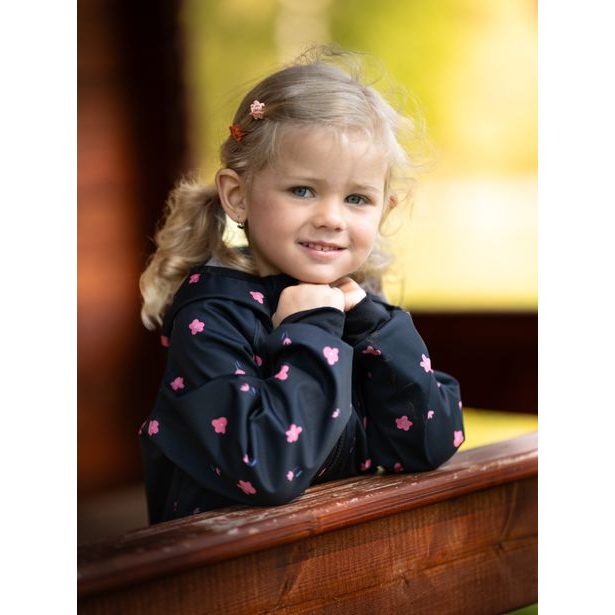 Unuo, Dětská softshellová bunda bez zateplení pružná Basic, Černá, Květiny
