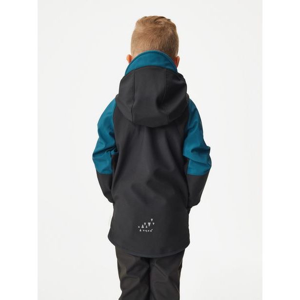 Unuo, Dětská softshellová bunda s fleecem Street, Černá, Kobaltová