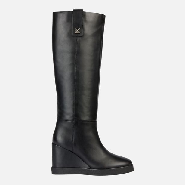 Černé dámské kozačky Geox Wedge