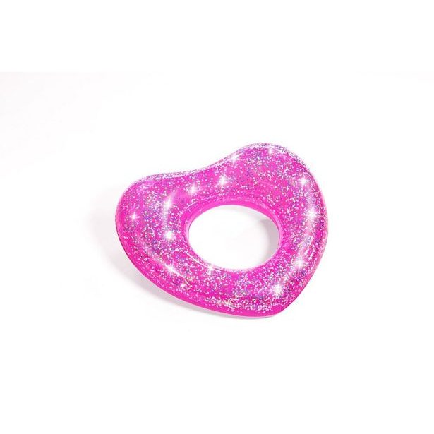 Nafukovací kruh se třpytkami - mix 2 druhy (srdce,hvězda), průměr 91cm