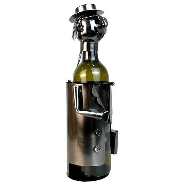 Stojan na víno kovový - Muž s kufříkem