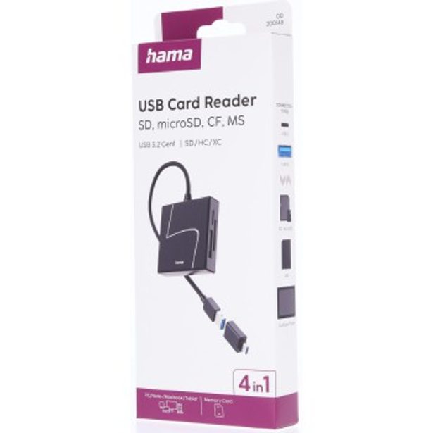 Hama čtečka karet USB 3.2 Gen1, USB-A, USB-C adaptér, SD/CF/MS