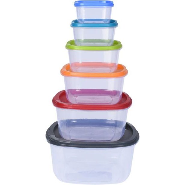 box-sada 6ks, (0,2/0,4/0,7/1,2/2/3,3l), barevný, plast