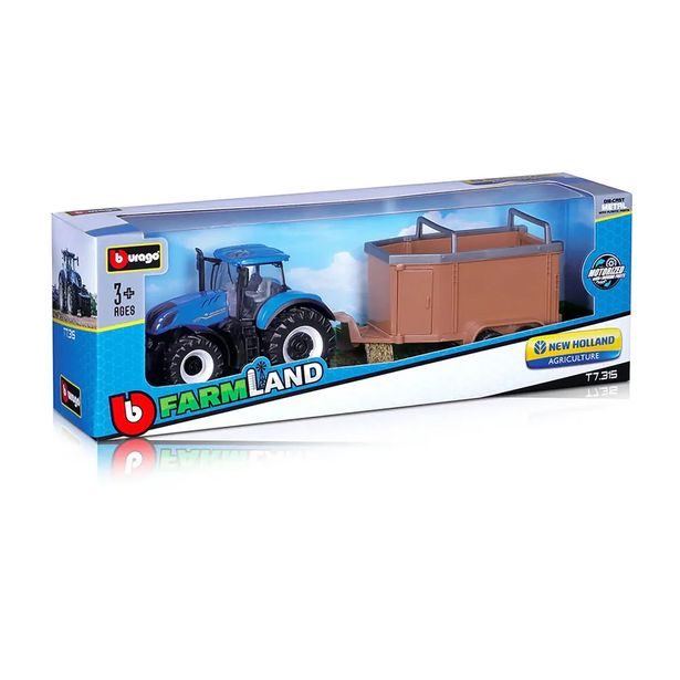 Bburago ASST 10cm Farm Tractor so zotrvačníkom s vlečkou 8 druhov (12ks)