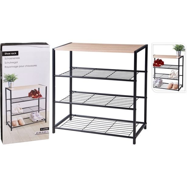 STORAGE SOLUTIONS Botník kovový 3 police 63 x 30 x 63 cm KO-BA3000040