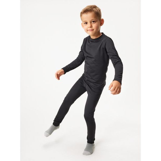 Unuo Dětské termo triko s dlouhým rukávem, Černá