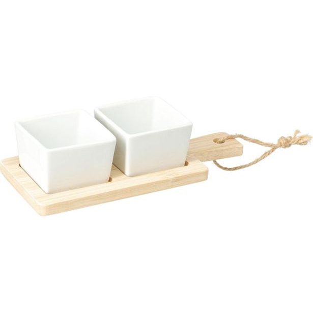 miska, 2ks-sada servír. porcelán, podnos x cm, bambus
