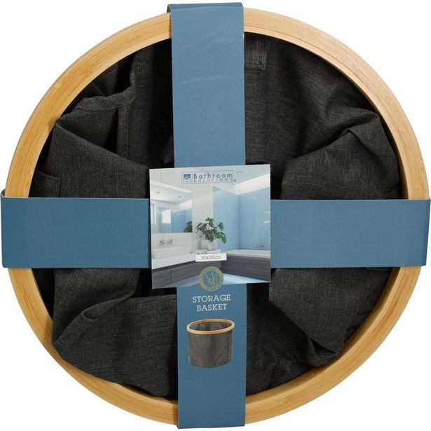 BATHROOM SOLUTIONS Koš úložný na prádlo s bambusovým okrajem kulatý 30 x 25 cm KO-170495150