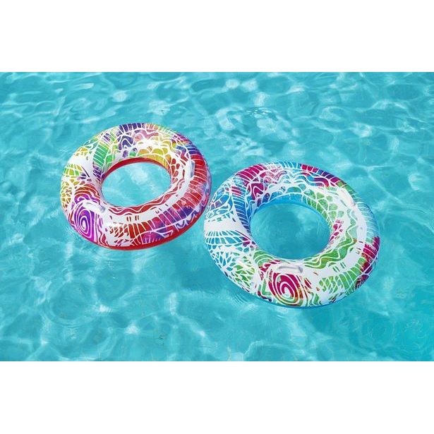 Nafukovací kruh s úchyty - léto, 2 barvy, průměr 91cm