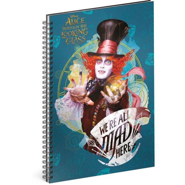 Spirálový blok Alenka v říši divů: Za zrcadlem – Tarrant, linkovaný, A5 Baagl