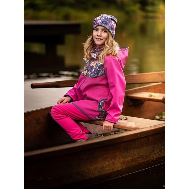 Unuo Dětské softshellové kalhoty s fleecem pružné Sporty, Fuchsiová