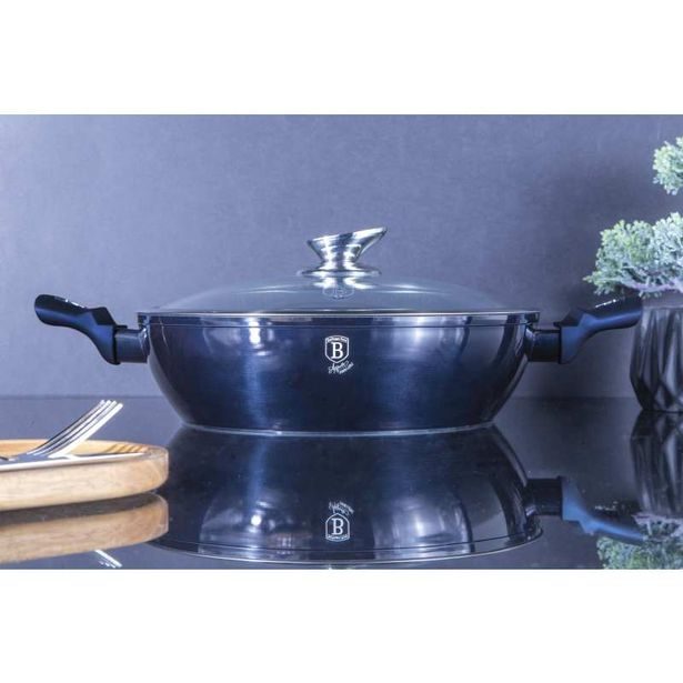 BERLINGERHAUS Pekáč kulatý s mramorovým povrchem a poklicí 28 cm Aquamarine Metallic Line BH-1877