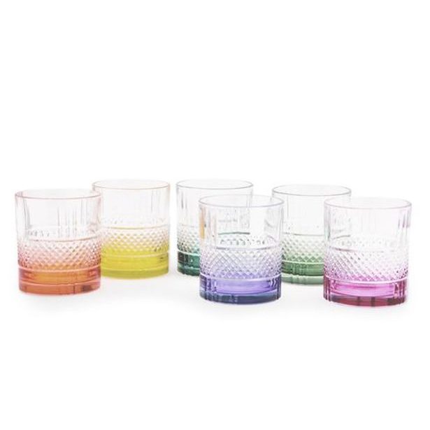 sklen. 340ml, 6ks, RCR BRILLANTE, barev.dno, whisky, voda, DB